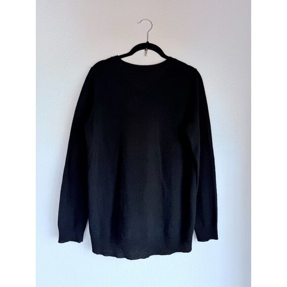 NWT Oats Cashmere by Debra Hayburn Kendra Too V-Neck Hi-Lo Sweater in Black M - Picture 4 of 9